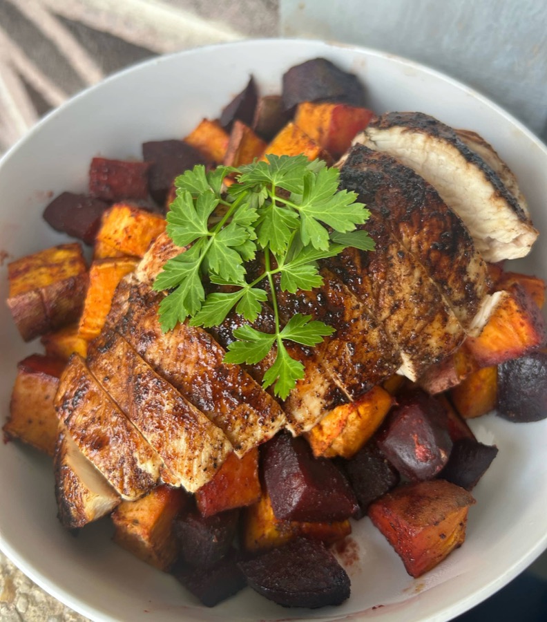 Balsamic Glazed Chicken and Root Vegetables